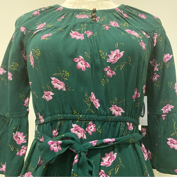 NWT Girls 14 XL Old Navy Green Floral Long Sleeve Dress - Picture 10 of 15